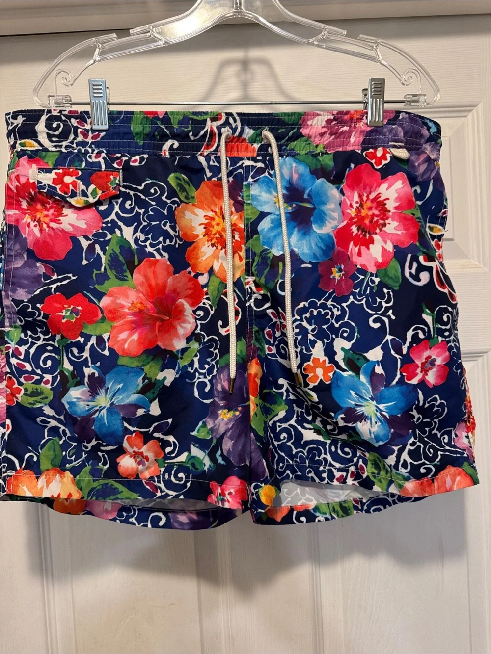 Polo by Ralph Lauren Men's Blue Floral Quick-Dry Swim Trunks